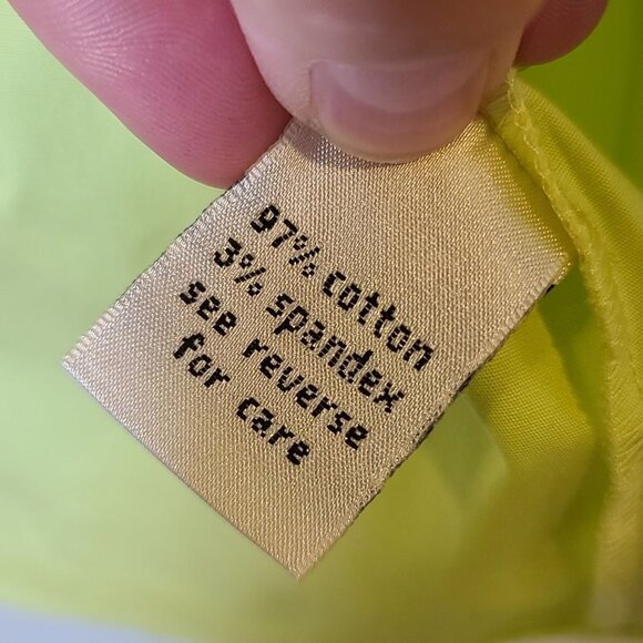 Tyler‎ Boe Cotton Blend Button Down 3/4 Sleeve Blouse Lime Green Pleated Back 4 - Picture 8 of 9